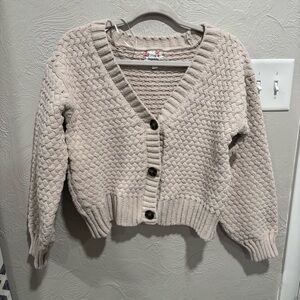 Pink Republic Chunky Knit Button-Front Cardigan Light Beige/Oatmeal Size Large